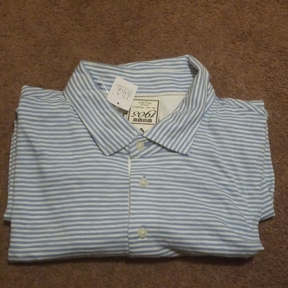 Light blue striped polo shirt